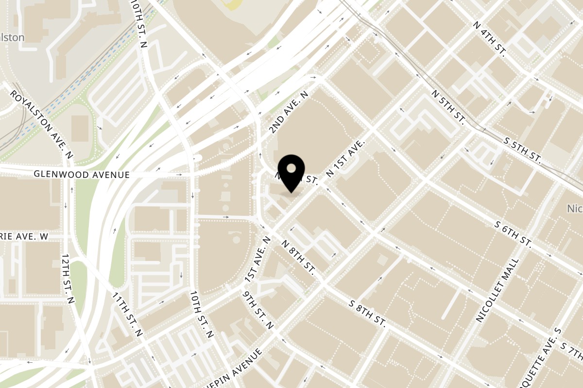 Map showing the location of O'Donovan's Irish Pub on 700 N 1st Ave in Minneapolis